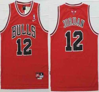 Bulls #12 Michael Jordan Red Nike Throwback Stitched NBA Jersey