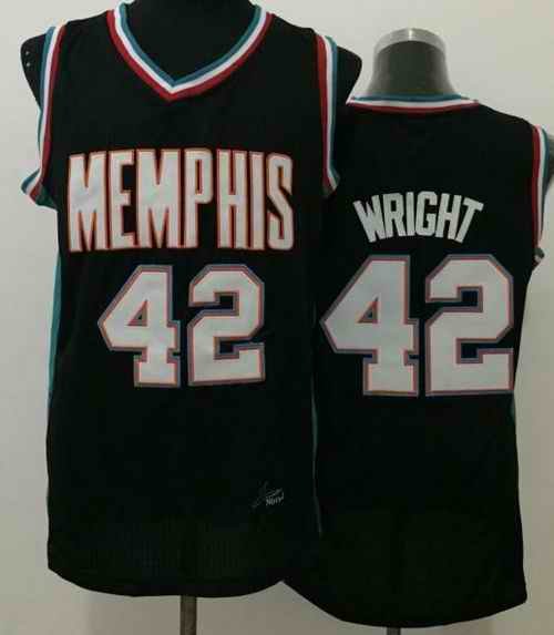 Grizzlies #42 Lorenzen Wright Black Throwback Stitched NBA Jersey