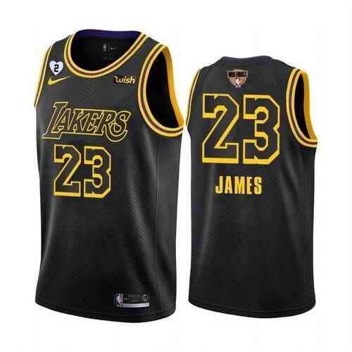 Men's Los Angeles Lakers #23 LeBron James 2020 Black Finals With GiGi Patch Stitched Jersey