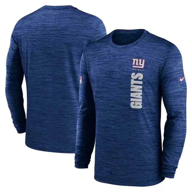 Men's New York Giants Royal 2024 Sideline Team Velocity Performance Long Sleeve T-Shirt