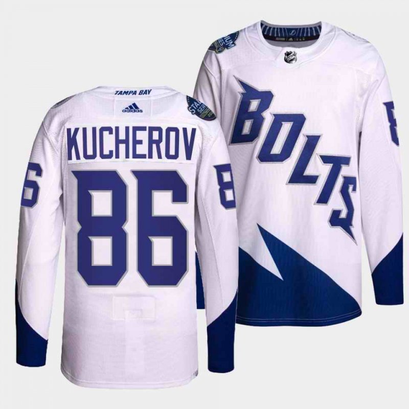 Men's Tampa Bay Lightning #86 Nikita Kucherov 2022 White Stadium Series Breakaway Stitched Jersey