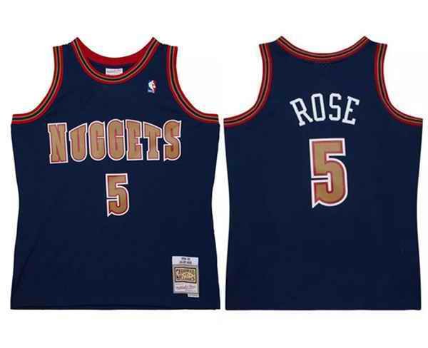 Men's Denver Nuggets #5 Jalen Rose Navy 1994/95 Mitchell & Ness Swingman Stitched Jersey