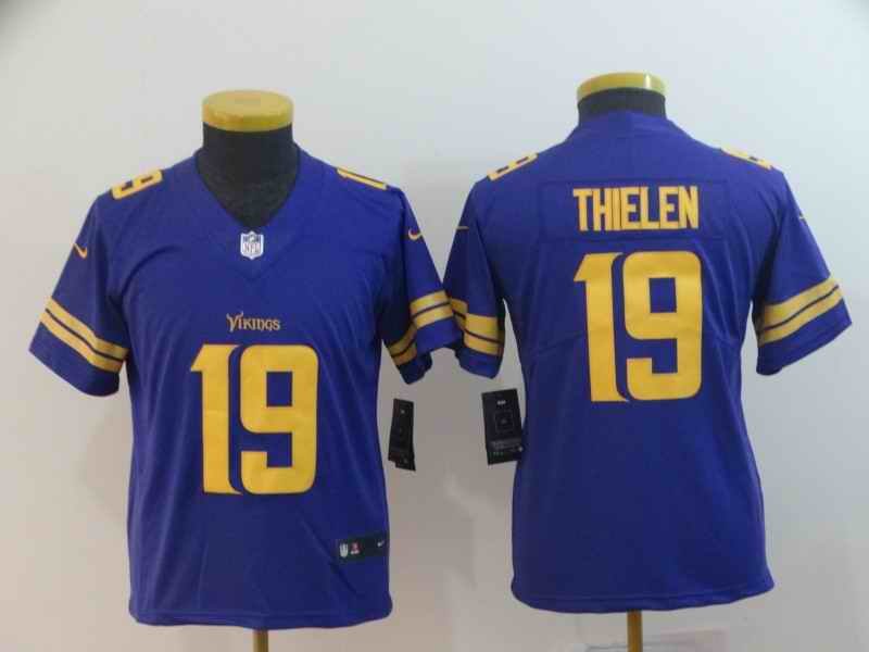 Youth Minnesota Vikings #19 Adam Thielen Purple Color Rush Limited NFL Stitched Jersey