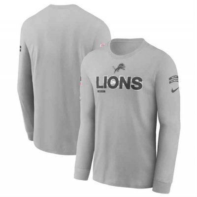 Men's Detroit Lions 2024 Gray Salute To Service Long Sleeve T-Shirt