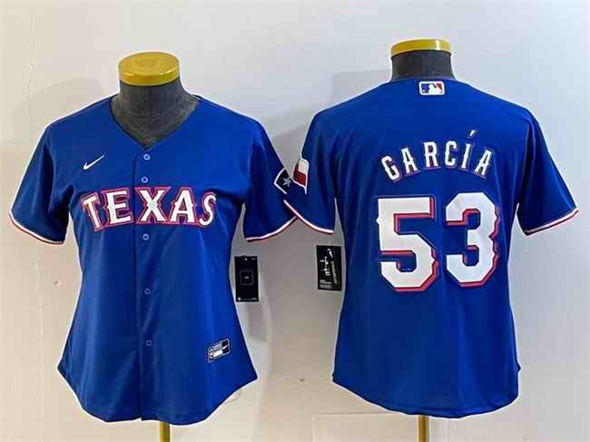 Youth Texas Rangers #53 Adolis Garc'a Royal With Patch Stitched Baseball Jersey