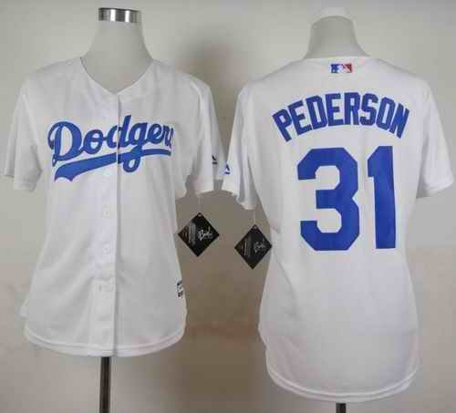 Dodgers #31 Joc Pederson White Home Women's Stitched MLB Jersey