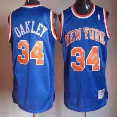 Mitchell And Ness Knicks #34 Charles Oakley Blue Throwback Stitched NBA Jersey