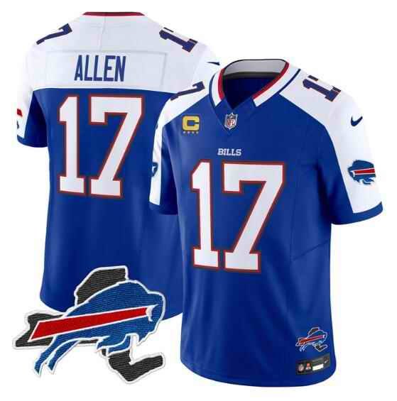 Men's Buffalo Bills #17 Josh Allen Royal/White 2024 F.U.S.E. With 4-star C Ptach New York Ptach Vapor Limited Stitched Football Jersey