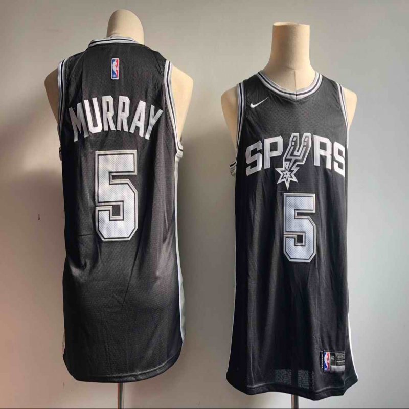 Men's San Antonio Spurs #5 Dejounte Murray Black Icon Edition Swingman Stitched NBA Jersey