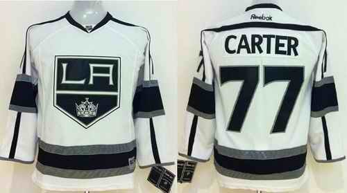 Kings #77 Jeff Carter White Road Stitched Youth NHL Jersey