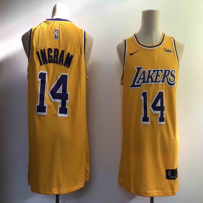 Men's Los Angeles Lakers #14 Brandon Ingram Gold Icon Edition With WISH Patch Stitched NBA Jersey