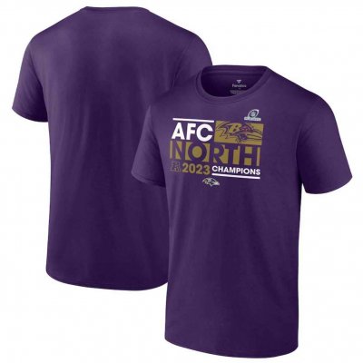 Men's Baltimore Ravens Purple 2023 AFC North Division Champions Conquer T-Shirt