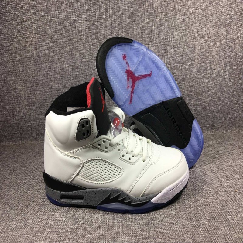 Men's 2017 Air Jordan 5 Retro White Cement Shoes