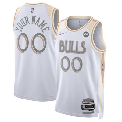 Men's Chicago Bulls Active Player Custom White 2024/25 City Edition Stitched Basketball Jersey