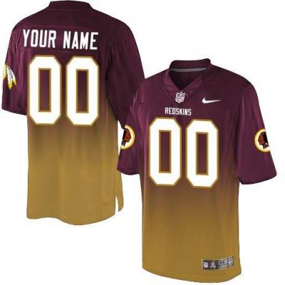 Nike Washington Redskins Customized Burgundy Red/Gold Men's Stitched Elite Fadeaway Fashion NFL Jersey