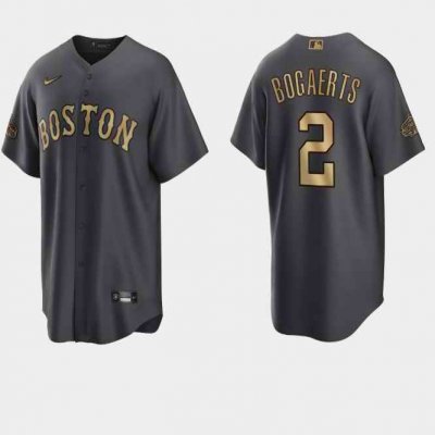 Men's Boston Red Sox #2 Xander Bogaerts 2022 All-star Charcoal Cool Base Stitched Jersey