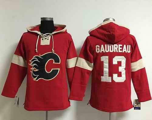 Flames #13 Johnny Gaudreau Red Pullover NHL Hoodie