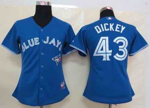 Blue Jays #43 R.A. Dickey Blue Women's Fashion Stitched MLB Jersey