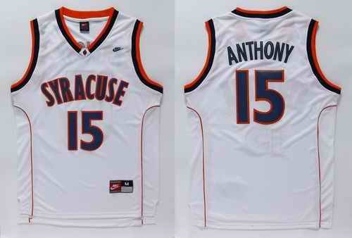 Orange #15 Carmelo Anthnoy White Basketball Stitched NCAA Jersey