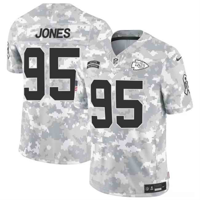 Men's Kansas City Chiefs #95 Chris Jones 2024 F.U.S.E Arctic Camo Salute to Service Limited Stitched Football Jersey