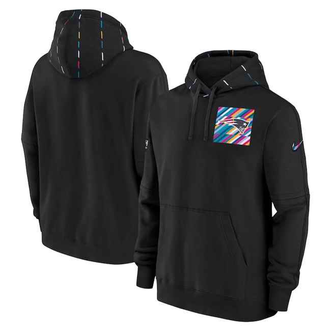 Men's New England Patriots Black 2023 Crucial Catch Club Pullover Hoodie