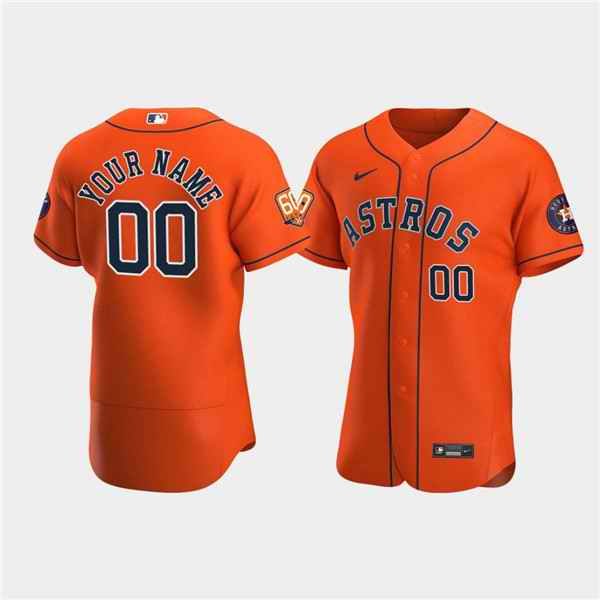 Men's Houston Astros Active Player Custom Orange 60th Anniversary Flex Base Stitched Baseball Jersey