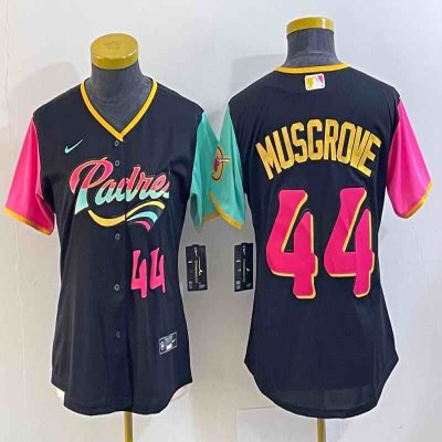 Women's San Diego Padres #44 Joe Musgrove Black City Connect With Patch Stitched Baseball Jersey(Run Small)