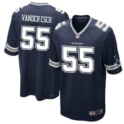 Men's Dallas Cowboys #55 Leighton Vander Esch Navy 2018 NFL Draft First Round Pick Game Jersey