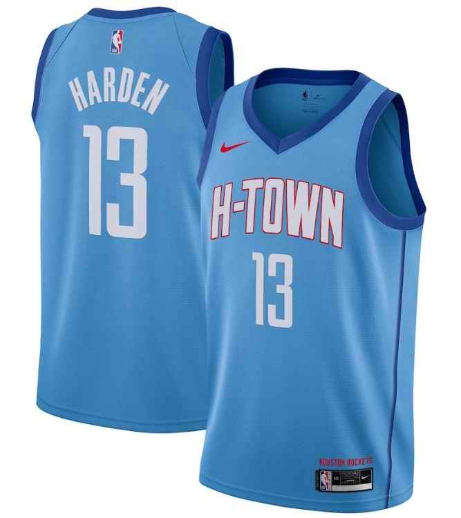 Men's Houston Rockets #13 James Harden 2020/21 Blue City Edition Swingman Stitched NBA Jersey