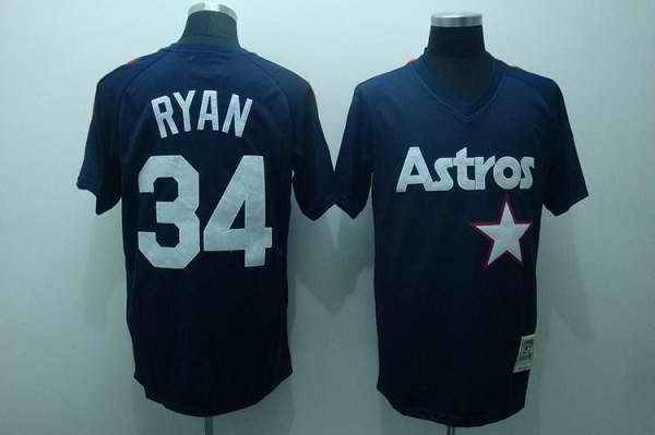 Mitchell and Ness Astros #34 Nolan Ryan Stitched Blue Throwback MLB Jersey