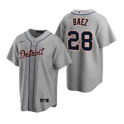 Men's Detroit Tigers #28 Javier B'ez Grey Cool Base Stitched Jersey