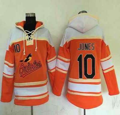 Orioles #10 Adam Jones Orange Sawyer Hooded Sweatshirt MLB Hoodie