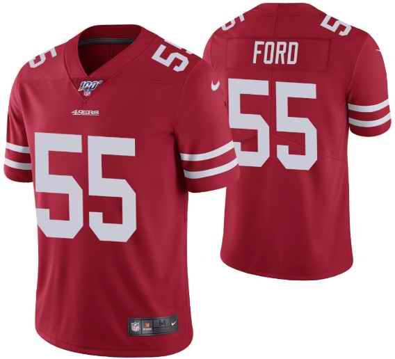 Men's San Francisco 49ers #55 Dee Ford Red 2019 100th season Vapor Untouchable Limited Stitched NFL Jersey