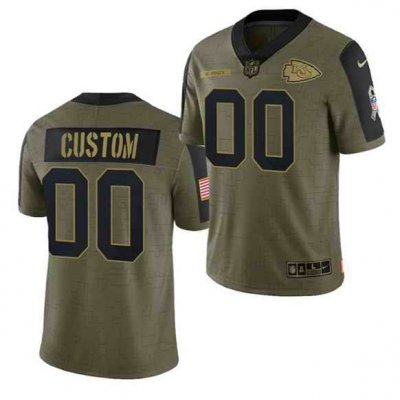 Men's Kansas City Chiefs ACTIVE PLAYER Custom 2021 Olive Salute To Service Limited Stitched Jersey