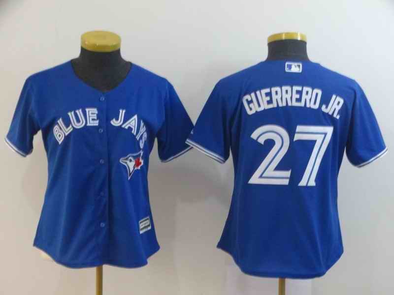 Women's New Toronto Blue Jays  #27 Vladimir Guerrero Jr. Majestic Royal Cool Base Stitched MLB Jersey