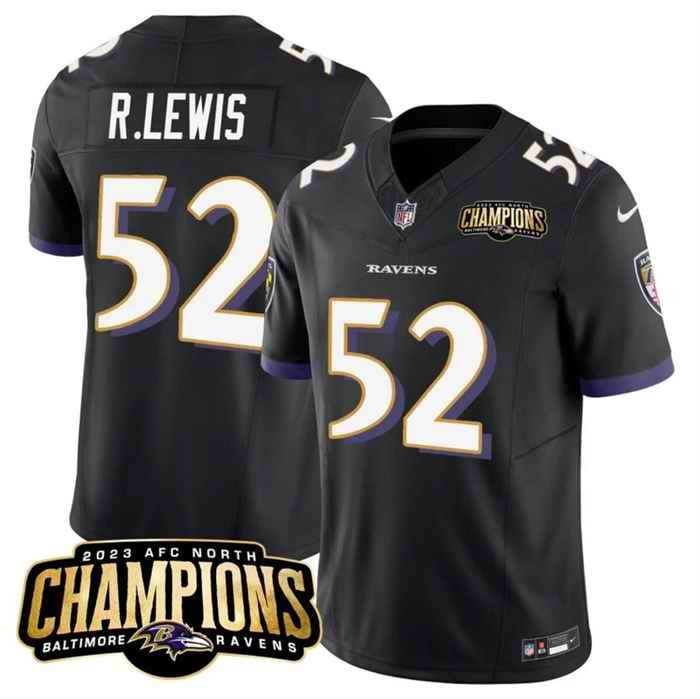 Men's Baltimore Ravens #52 Ray Lewis Black 2023 F.U.S.E. AFC North Champions Vapor Limited Football Jersey