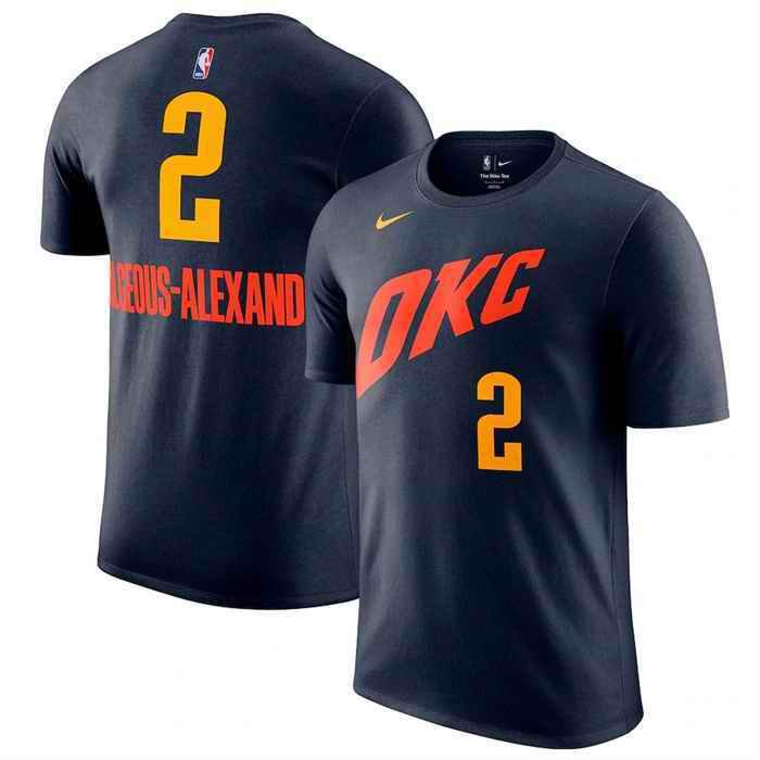 Men's Oklahoma City Thunder #2 Shai Gilgeous-Alexander Navy  2023/24 City Edition Name & Number T-Shirt