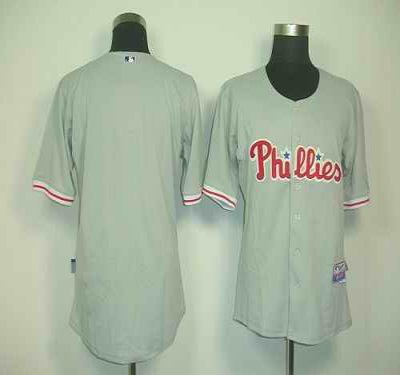 Phillies Blank Grey Cool Base Stitched MLB Jersey