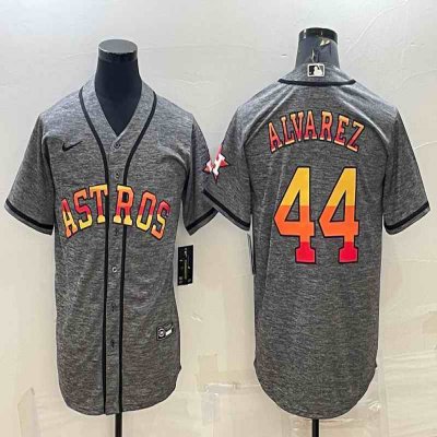 Men's Houston Astros #44 Yordan Alvarez Grey Cool Base Stitched Baseball Jersey