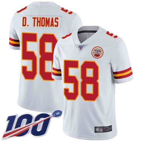 Men's Kansas City Chiefs #58 Derrick Thomas White 2019 100th Season Vapor Untouchable Limited Stitched NFL Jersey