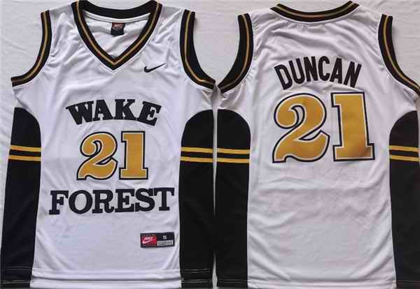 Demon Deacons #21 Tim Duncan White Stitched NCAA Jersey