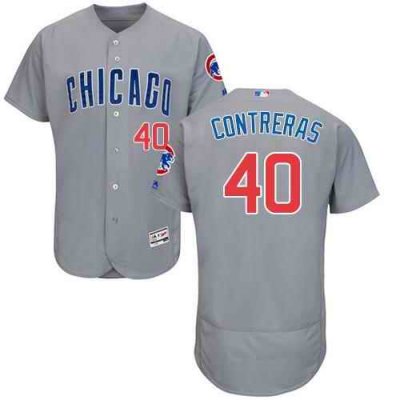 Cubs #40 Willson Contreras Grey Flexbase Authentic Collection Road Stitched MLB Jersey