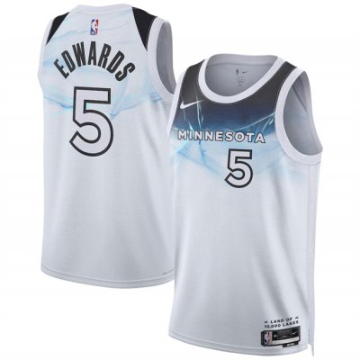 Men's Minnesota Timberwolves #5 Anthony Edwards White 2024/25 City Edition Stitched Jersey