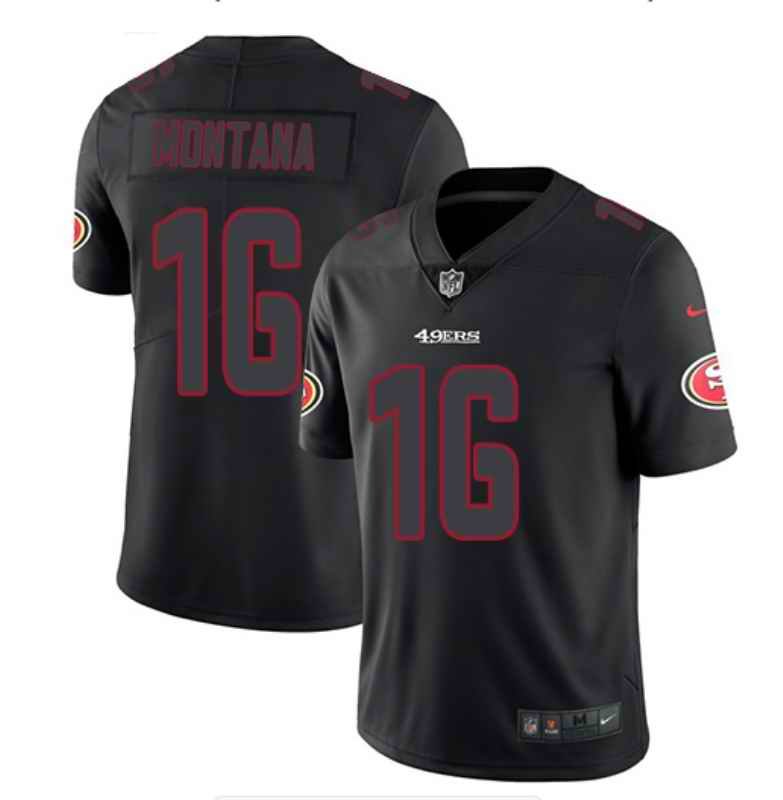 Men's San Francisco 49ers #16 Joe Montana Black Impact Limited Stitched NFL Jersey