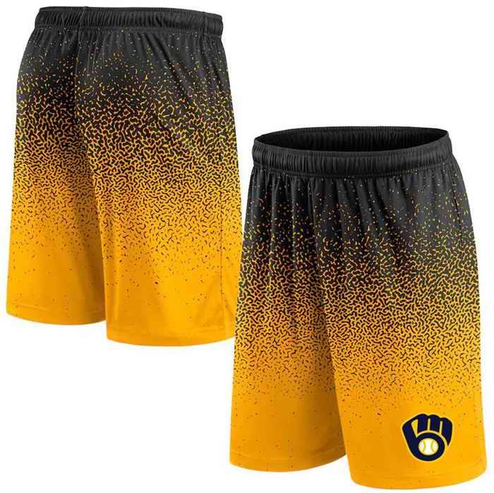 Men's Milwaukee Brewers Black/Yellow Ombre Shorts