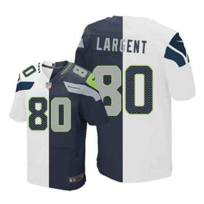 Nike Seahawks #80 Steve Largent White/Steel Blue Men's Stitched NFL Elite Split Jersey