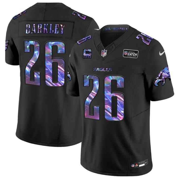 Men's Philadelphia Eagles #26 Saquon Barkley Black 2024 F.U.S.E With 4-Star C Patch 2024 Crucial Catch Limited Stitched Football Jersey