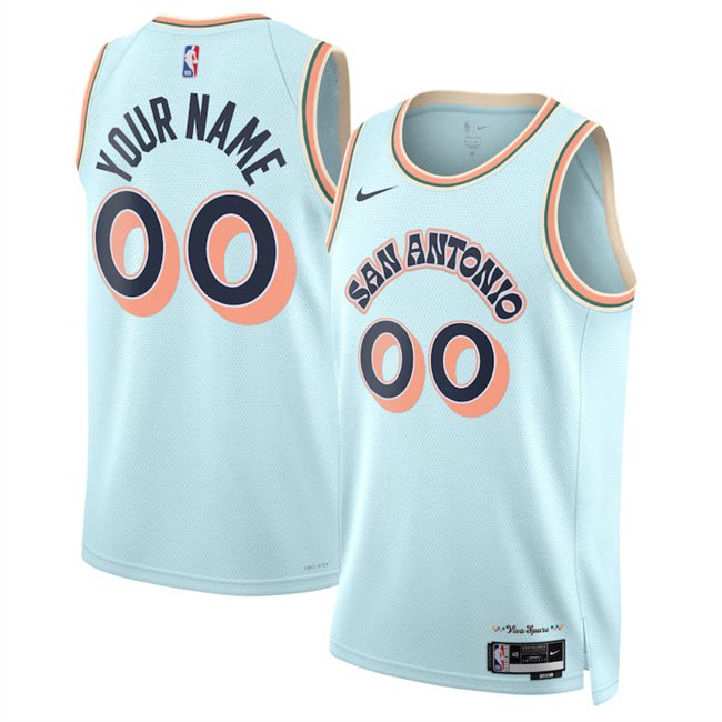 Men's San Antonio Spurs Active Player Custom Light Blue 2024/25 City Edition Stitched Basketball Jersey