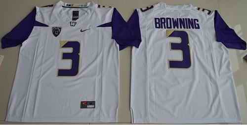 Huskies #3 Jake Browning White Limited Stitched NCAA Jersey