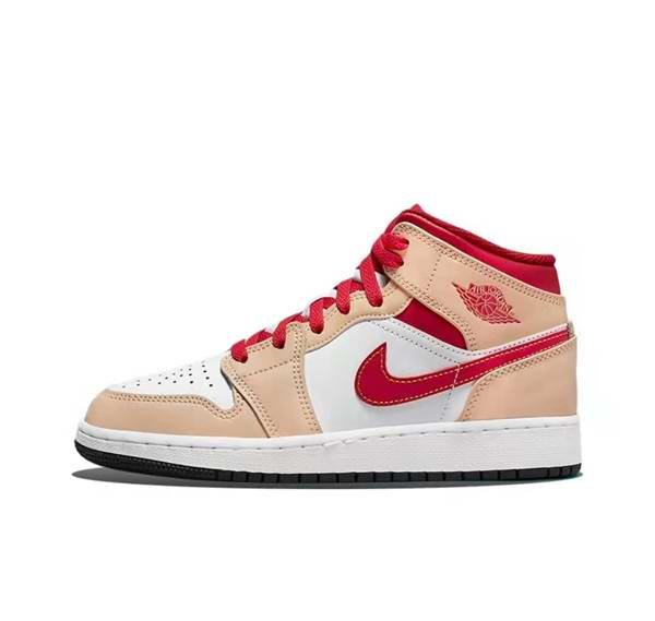 Women's Running Weapon Air Jordan 1 Gold/White/Red Shoes 0175